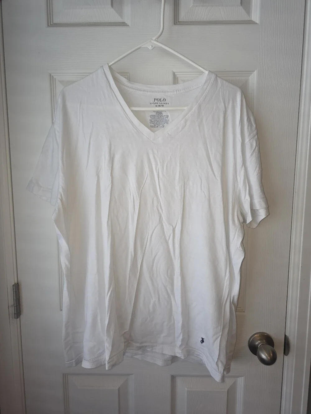 Polo Ralph Lauren Mens XL White Vneck Short Sleeve Classic Fit Cotton Set Of 2